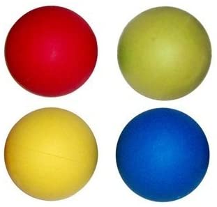 HENBRANDT 4 x Hard Rubber Dog Balls - Play n Shoot - Red, Green, Yellow & Blue