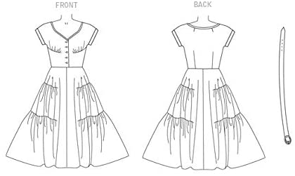 Vogue Patterns 9106, Misses Dress and Belt, Multi-Colour, Size E5 (14-16-18-20-22) - Image 3