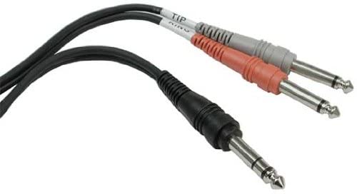HosaTech STP-201 1m 1/4 inch TRS to Dual 1/4 inch TS Insert Cable, Black, 3.3 Feet