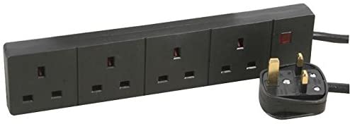 EXTENSION LEAD 4 GANG BLACK 3M