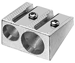 Westcott 14212 00 I Double Metal Pencil Sharpener Wedge Shape, Pack of 20, Silver