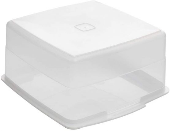 Addis 510483 Cake Seal Tight Tray Box Store Container, Clear & White, 14 litres