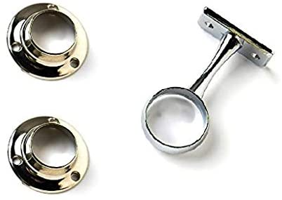 Merriway BH04412 (3 Pcs) Chrome Wardrobe Clothes Tube Rail Rod Hanging Support Kit, 19mm (3/4 inch)