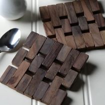 Creative Tops 5115975 Set of 4 Slatted Wooden Coasters by, 10.5 x 10.5 cm (4" x 4"), Beige