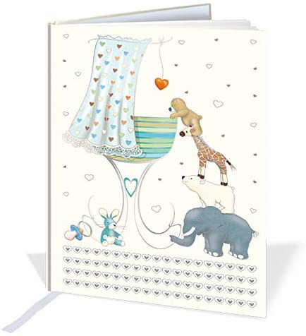 Quire Collections A4 Casebound Memory "New Baby" Book Blue - 60 Sheets = 120 Pages - Size - 297mm x 210mm