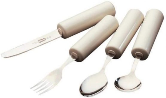 Homecraft Queens Cutlery, Fork (Eligible for VAT relief in the UK) Stainless Steel Adaptive Dining Utensil for Elderly, Disabled, Handicapped, Large Built-Up Handle for Good Grip, Dishwasher Safe