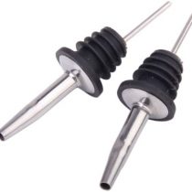 2pcs Stainless Steel Liquor Spirit Pourer with Rubber Stopper