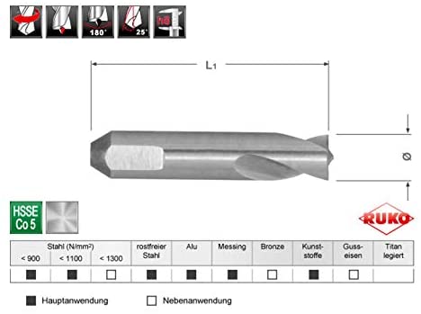 RUKO HSSE-Co 5 Weld Point Spotle Drill Bit, Bright Finish, 8.0 mm Diameter, 40.0 mm Length, R101080, 8 mm - Image 2