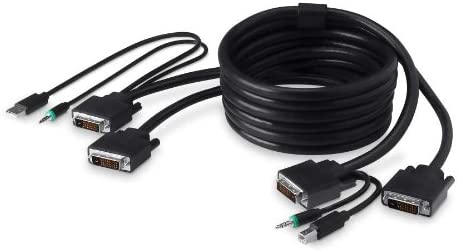 Belkin 6ft DVI-D Male/Male and USB A/B Audio KVM Cable, Black, 6'