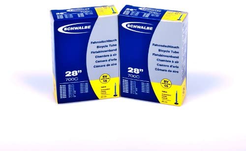 Schwalbe SV15 SV 15 Bicycle Tube 60 mm 700 x 18-28 C B067 Extra Long Pack of 2, Black, 700 x 18-28 (60mm Presta Valve)