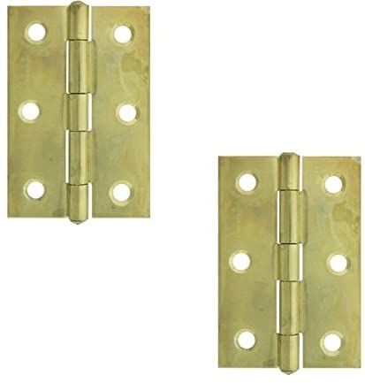 Merriway BH03819 (2 Pcs) EB Steel Butt Hinge, Brass Plated, 25 mm (1 inch) - Pack of 2 Pieces