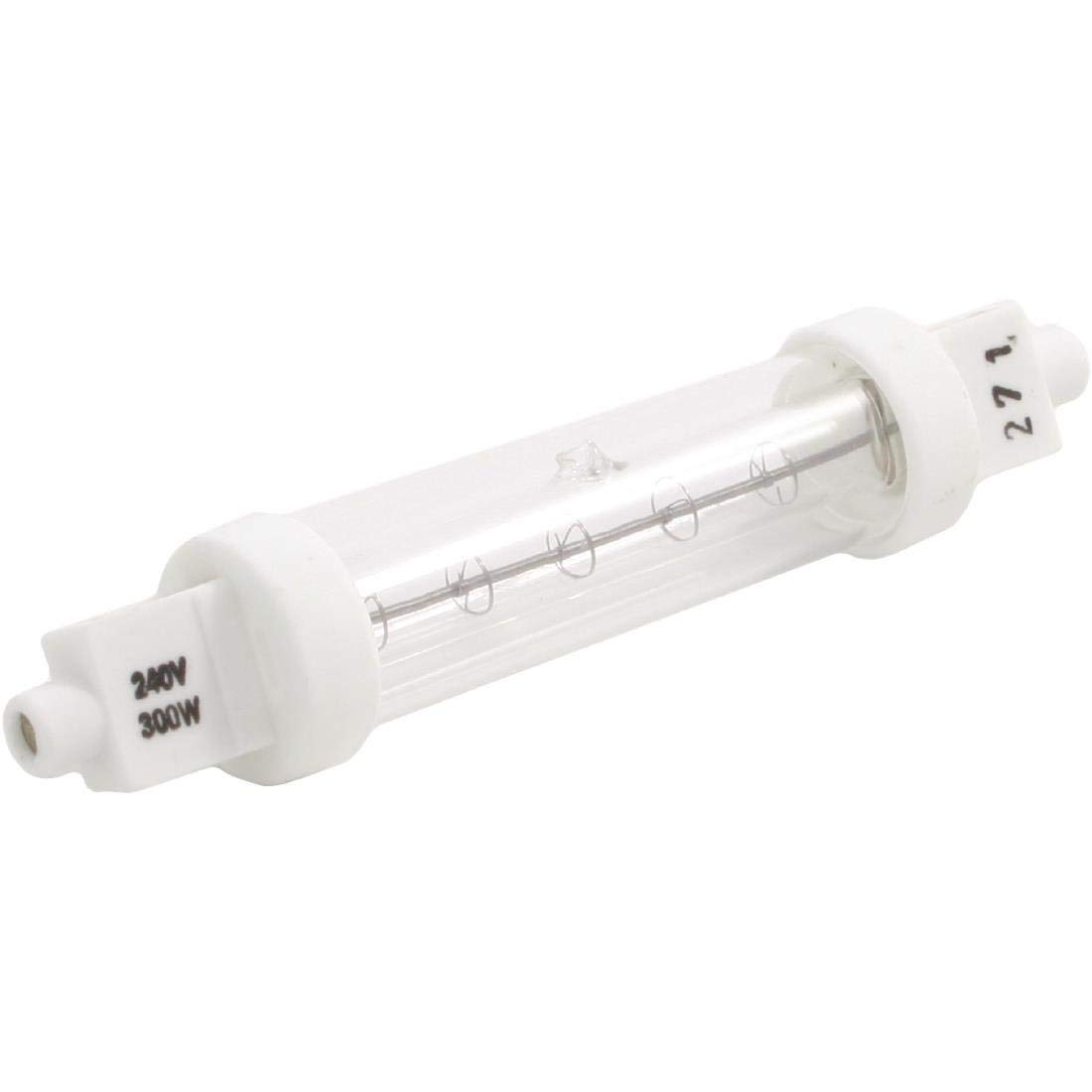 300W Jacketed IR Quartz Heat Bulb 118mm Lamp Light Food Safe Push Fit, White