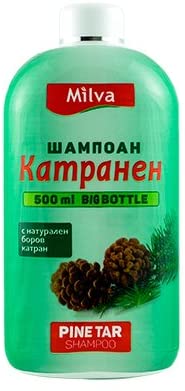 Milva Pine Tar Shampoo for Seborrheic Dermatitis, 500ml Natural Dandruff Shampoo, Anti Dandruff Shampoo, Psoriasis Shampoo