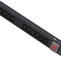LINDY 1U 10 Way Horizontal Mount PDU IEC C14 Male to 10 x IEC Mains Sockets - Switched 3m