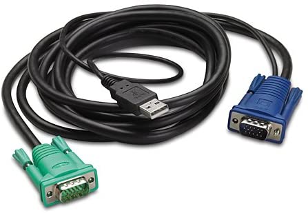 APC AP5821 6 ft Integrated Rack LCD/KVM USB Cable, Black, Blue, Green, 6'