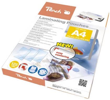Peach Laminating Pouches A4, 125 mic, glossy, PP525-02, set of 100