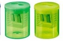 Herlitz Double-Barrelled Pencil Sharpener with Container for Shavings – 1 in Blister Pack