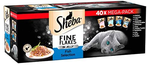 Sheba Fine Flakes in Jelly - Fish Collection - Wet cat food pouches for adult cats - 40x85g pack, Transparent, 85 g (Pack of 40) - Image 2