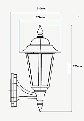 230V IP54 8W LED Wall Lantern, Black - Image 2