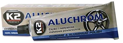 K2 ALUCHROM ALLOY Rim Polish PASTE Car Bike Chrome Aluminium Steel Metal Cleaner, 120G