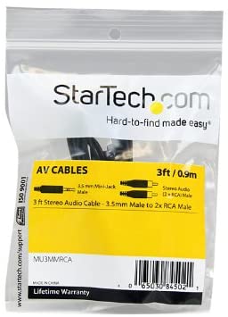 StarTech.com 3 ft Stereo Audio Cable - 3.5mm Male to 2x RCA Male - heaDPhone jack to RCA - Mini jack to RCA - 3.5mm to RCA (MU3MMRCA) - Image 4