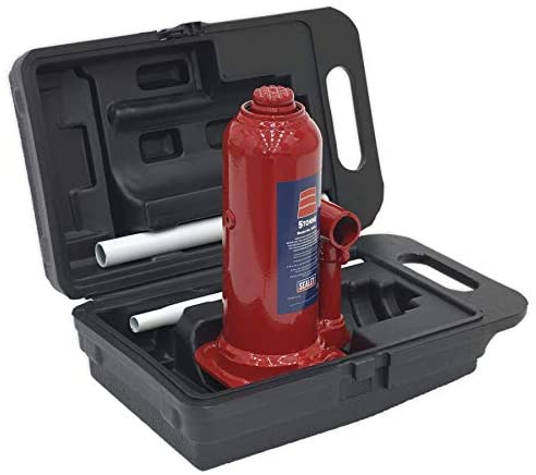 Sealey Sj5Bmc Bottle Jack 5Tonne With Carry-Case, White, 5 Ton