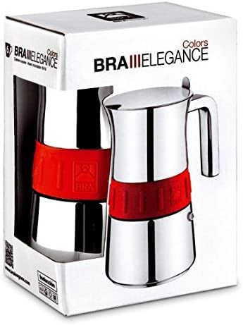 Braisogona Elegance Stainless Steel 4 Cups Coffee Maker, Red, 30 x 30 x 30 cm - Image 2