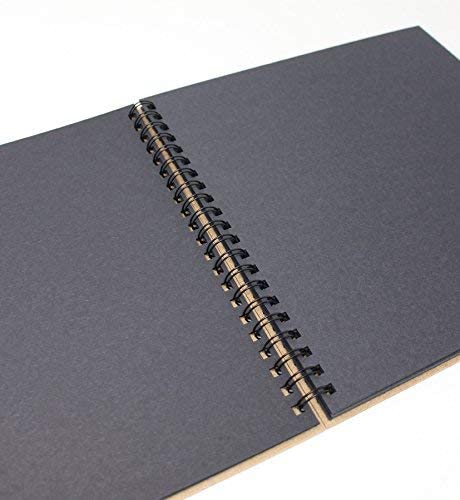 Artway Enviro, Spiral Bound Square Black Card Sketchbook, 285mm, 60 Sides/30 Pages of Recycled 270gsm Black Card - Image 3