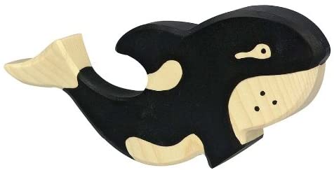 Holztiger Orca Whale Wooden Figure, Assorted Colours, 8 cm