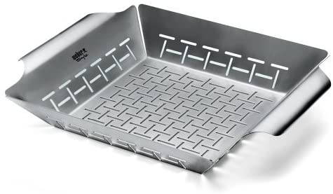 Weber Deluxe Grill Basket, Large (35 x 30cm), Heat Resistant & Dishwasher Safe BBQ Grill Pan Made of Stainless Steel