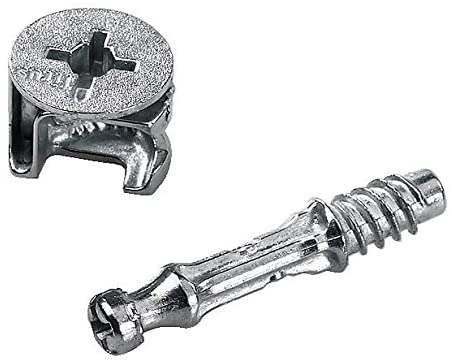 Merriway BH06261 Flat Pack Furniture Cabinet Fixing Screw Locking Cam Bolt Nut (15mm x 11.7mm) And Dowel (M6 x 44mm), Set of 20 Piece