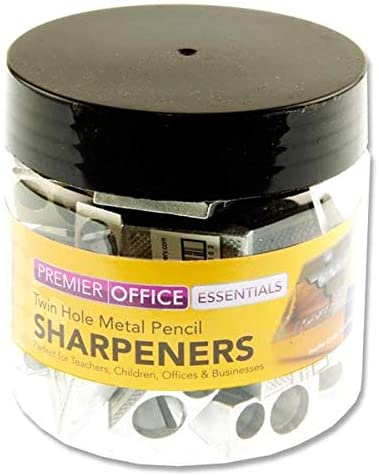 Premier Stationery Metal Twin Hole Pencil Sharpener (Pack of 30), Silver - Image 3