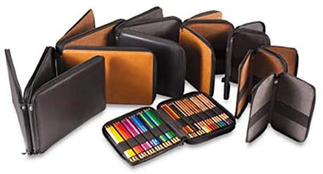 Global : Leather Black Folding Colour Pencil Case Holds 72, 72 Pencil Capacity - Image 4