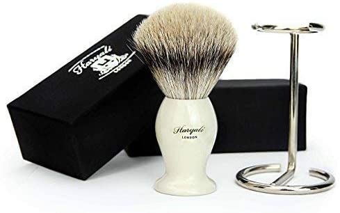 Haryali London Shaving Kit, 2 Pc Shaving Kit, Silvertip Badger Shaving Brush, Stainless Steel Shaving Stand