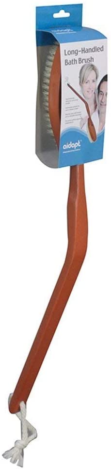Aidapt Long Handled Shower Scrub Brush, 52cm Wooden Handle with Bristle Head & Hang Tag for Easy Storage - Image 2