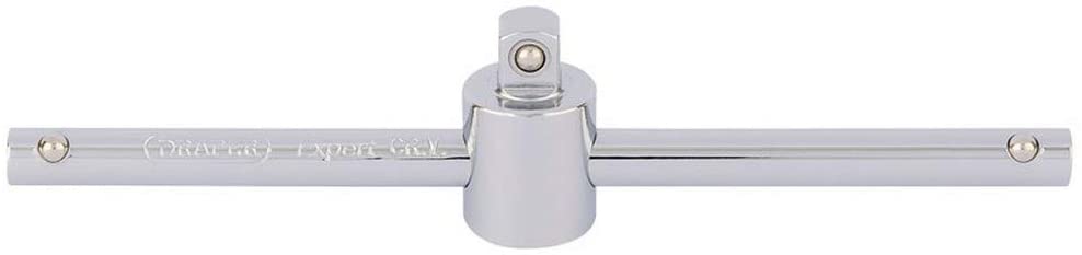Draper 16785 1/4-Inch Square Drive Polished Chrome Sliding T Bar , Blue, 1/4"