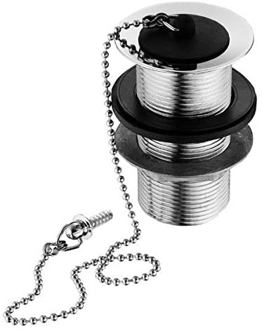 Merriway BH04443 32mm (1.1/4 inch) Unslotted Basin Waste with Plug and 10 inch Chain, Chromed