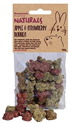 Rosewood Naturals Apple & Strawberry Bunnies, Small Animal Treats for Rabbits Guinea Pigs, Chinchillas, Degus, Hamsters
