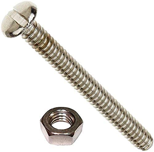 Merriway BH03610 (50 Pcs) Slotted Pan Head Machine Screws with Nuts, M4 x 40mm (5/32 inch x 1.1/2 inch) Bright Zinc Plated