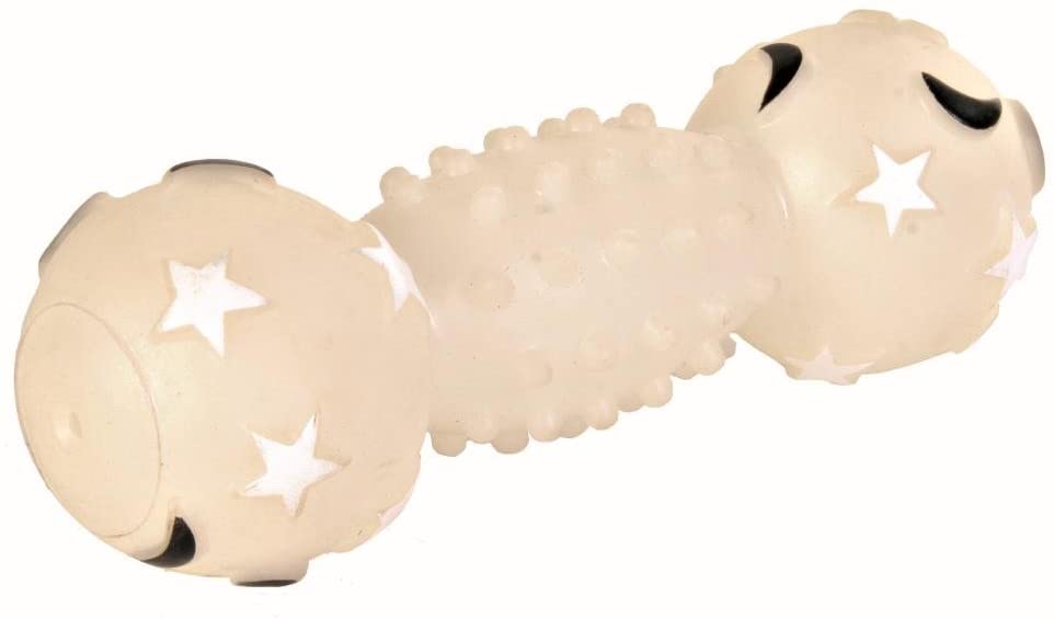 Trixie Moonlight Phosphorescent Vinyl Dumbbell for Dog 18 cm, Creme