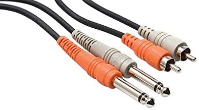 Hosa Stereo Intercon Dual 1/4ints to Dual Rca2m, Black, 6.6'