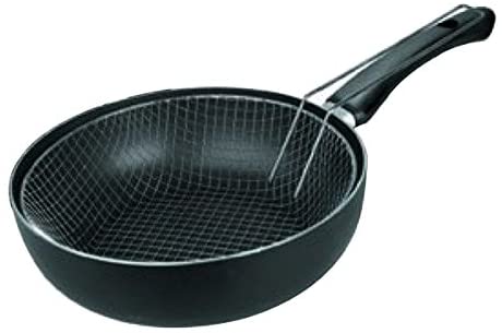 IBILI Inducta Fryer Pan with Basket, 24 cm, Aluminium, Non-Stick, Suitable for Induction Hobs, Black/Silver