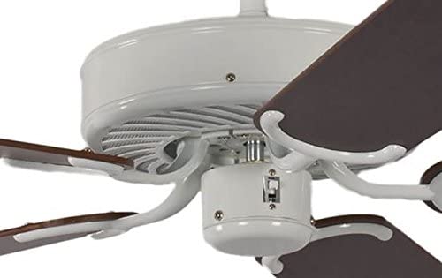Pepeo Potkuri 52 inch / 132 cm Ceiling Fan without Lights in White with Pull Cord and Blades in Mahogany/Mahogany and Cane - Image 4