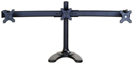 Newstar FPMA-D700DD3 Tilt/Turn/Rotate Triple Desk Stand for three 10-27" Monitor Screens, Height Adjustable - Black
