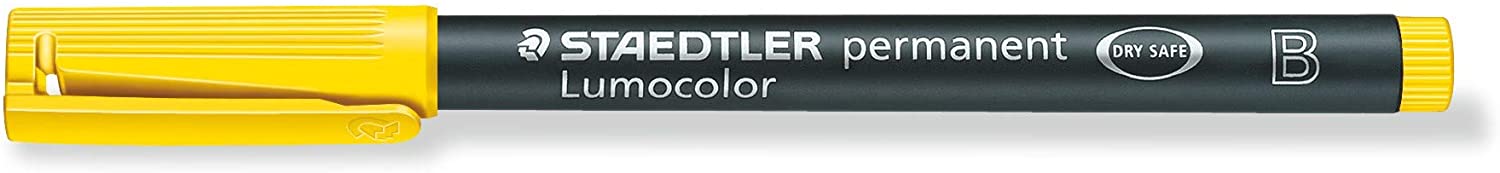 Staedtler 314 Lumocolor Universal Pen B Tip, Approx. 1.0 or 2.5 mm, Permanent, Pack of 10 in Cardboard Case Yellow - Image 2