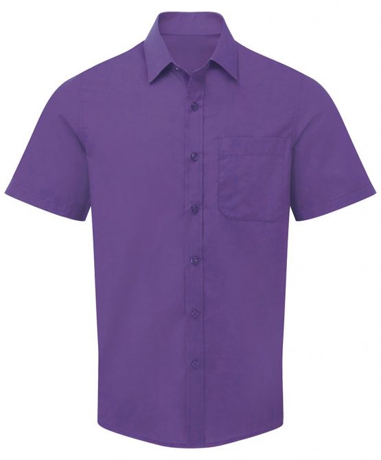 Alexandra Cadenza STC-NM91PU-16.5 Easycare Men's Short Sleeve Shirt, 64% Polyester/35% Cotton, Plain, Size: 16.5, Purple