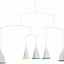 Flensted Mobiles Dinghy Regatta 5 Mobile, Steel, Multi-Colour, 35 x 65 cm