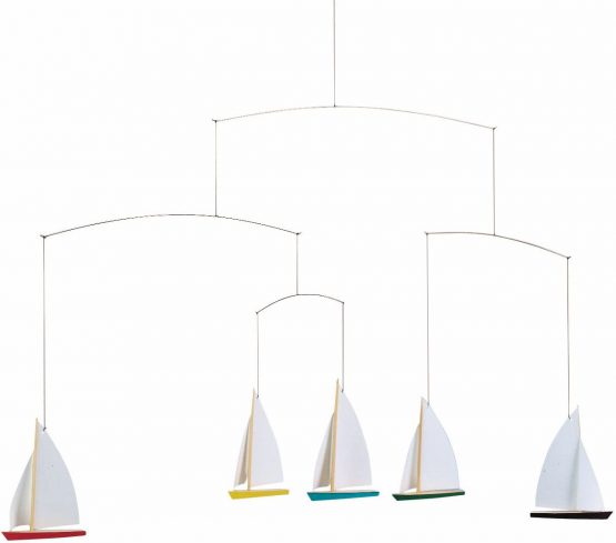 Flensted Mobiles Dinghy Regatta 5 Mobile, Steel, Multi-Colour, 35 x 65 cm