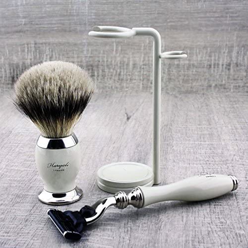 Set Featuring Silver Tip Badger Hair Brush &Triple Edge Cartridge Replaceable Head Razor &,Stand for Both. - Image 4