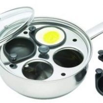 KitchenCraft 4 Egg Poacher Pan in Gift Box, Non Stick and Induction Safe, Stainless Steel, 20.5 cm, Silver